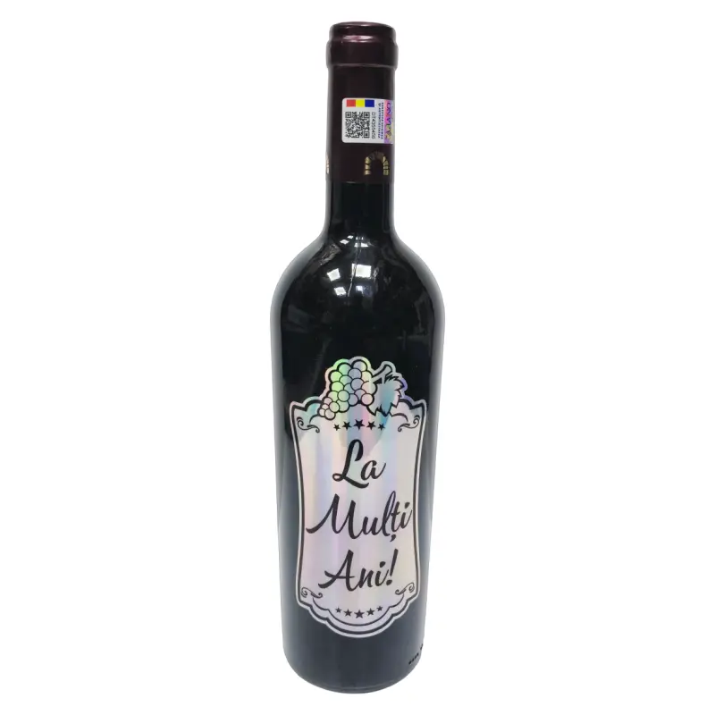 La multi ani, vin rosu cabernet sauvignon personalizat cu mesaj, demisec, 750ml, 13.5% alcool
